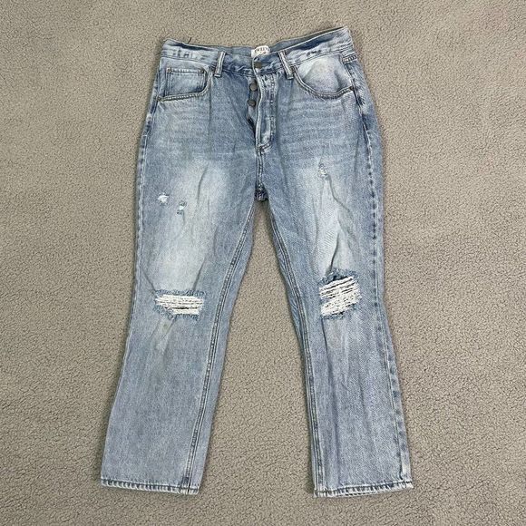 Twelve By Ontwelfth Jeans Womens 30 High Rise Distressed Cropped Button fly - Picture 1 of 12